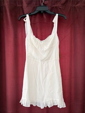 O.P.T. Ivory Mini Dress - Lightweight Ruffled Hem